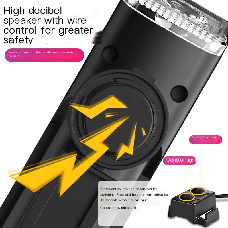 Bicycle Front Light with High Decibel Horn for Outdoors