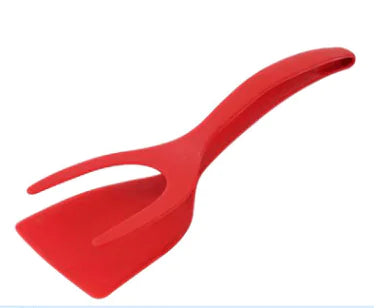 Silicone Egg Frying Spatula, 2-in-1 Turner and Tongs