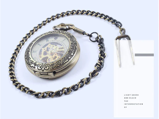 Vintage Mechanical Pocket Watch with Skeleton Design