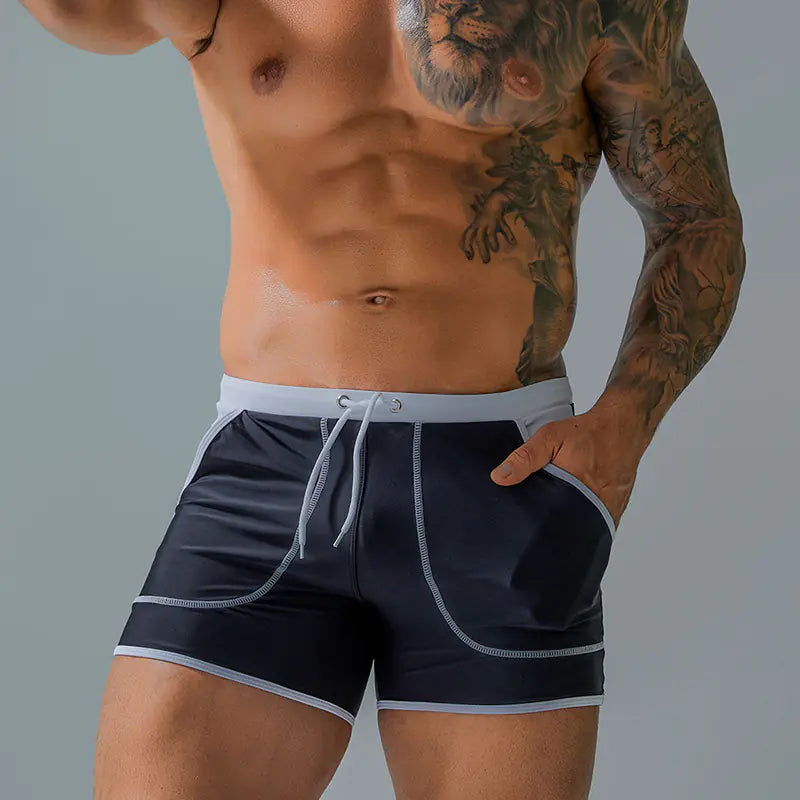 Men's Stylish Quick-Dry Nylon Swimming Shorts with Pockets