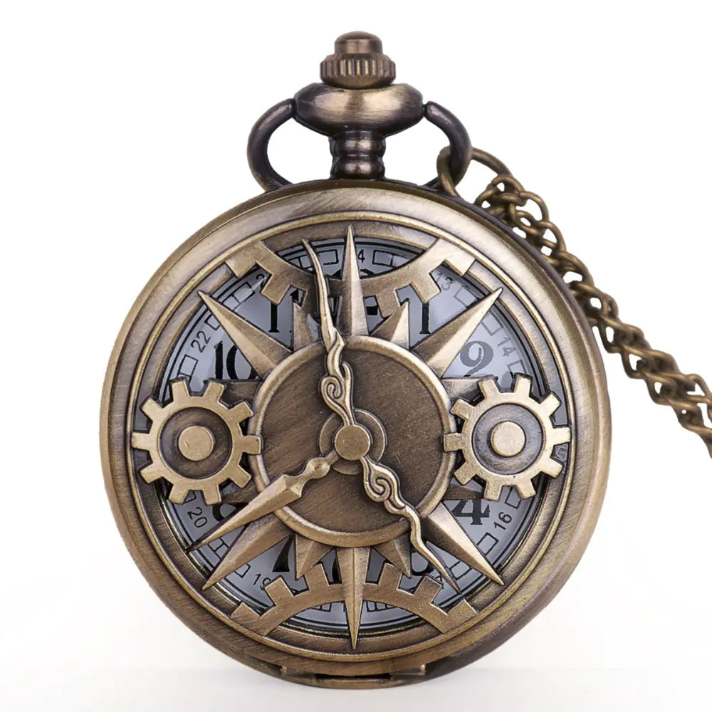 Steampunk Hollow Gear Quartz Pocket Watch Necklace