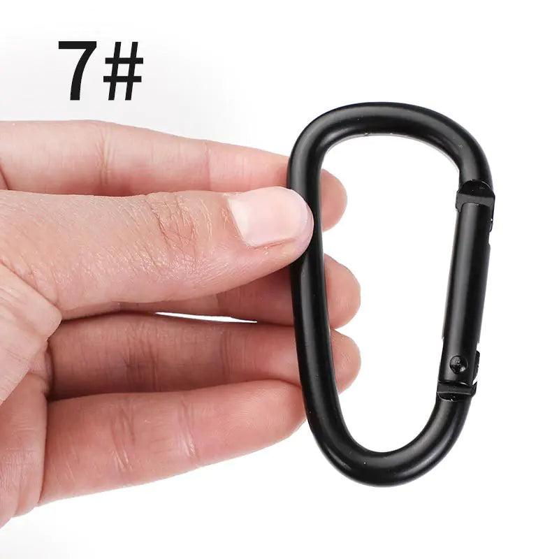 D-Shaped All-Black Aluminum Carabiner Keychain Accessory