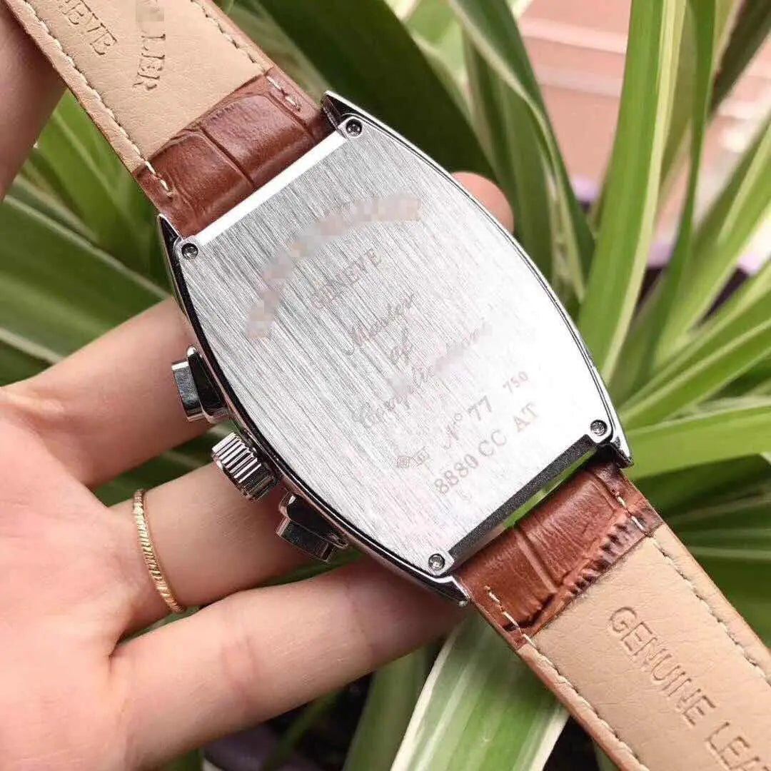 Men's Tourbillon Automatic Mechanical Watch with Leather Strap