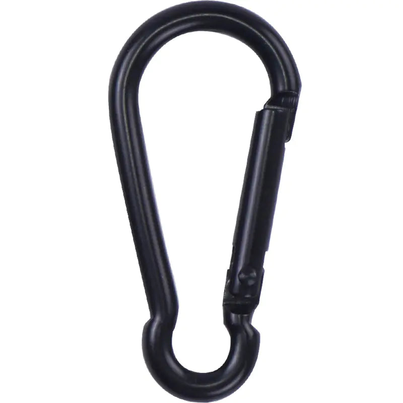 D-Shaped All-Black Aluminum Carabiner Keychain Accessory