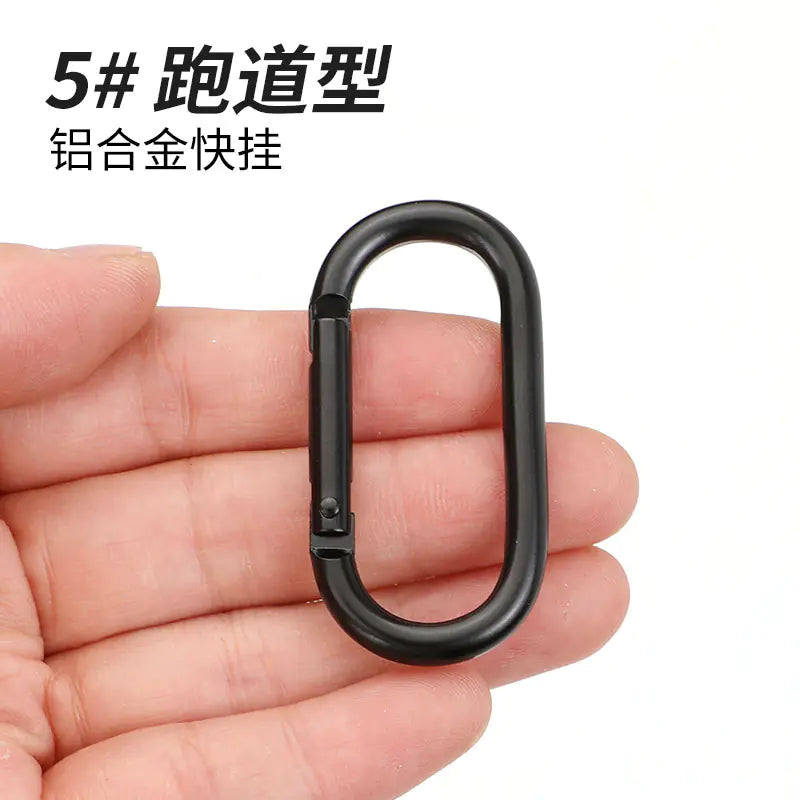D-Shaped All-Black Aluminum Carabiner Keychain Accessory
