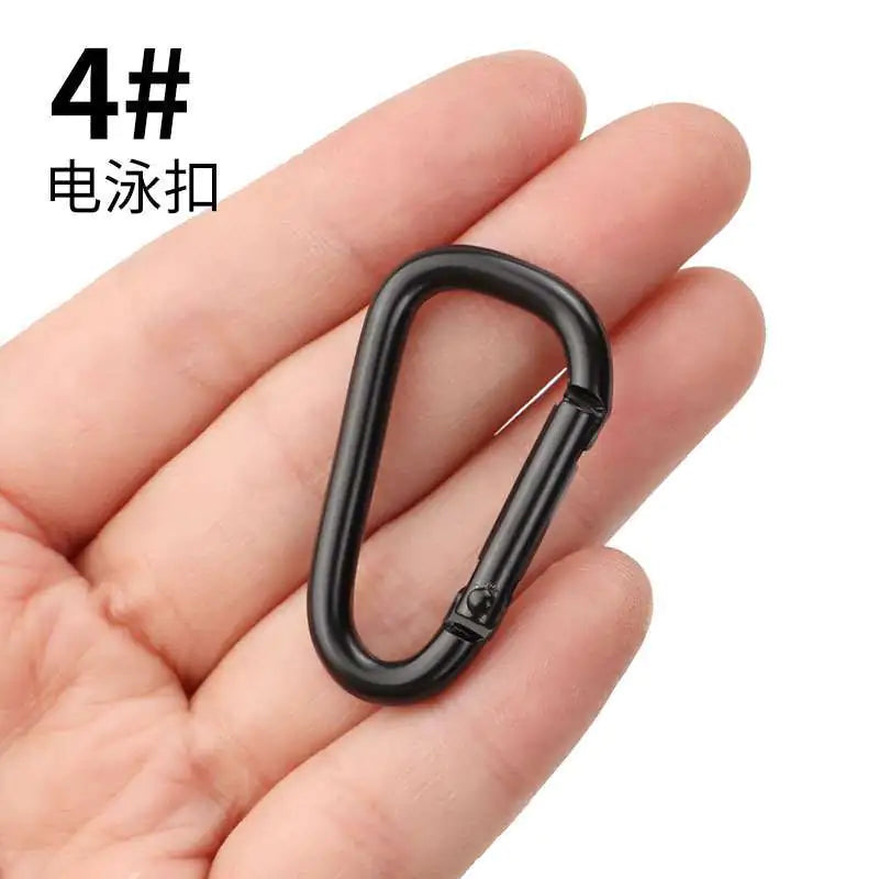 D-Shaped All-Black Aluminum Carabiner Keychain Accessory