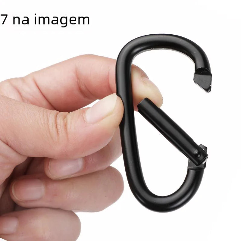 D-Shaped All-Black Aluminum Carabiner Keychain Accessory