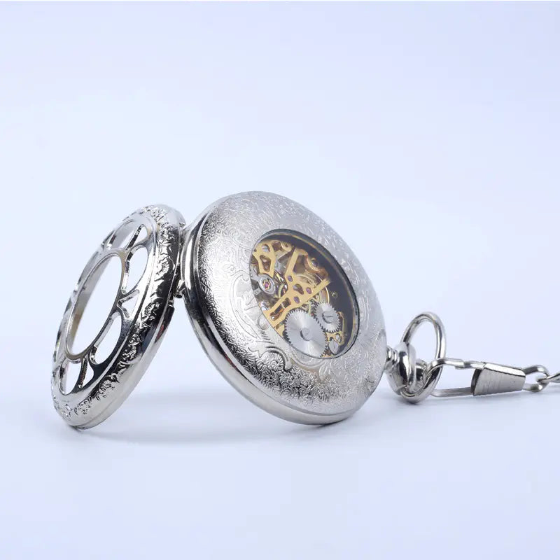 Vintage Floral Mechanical Pocket Watch for Men