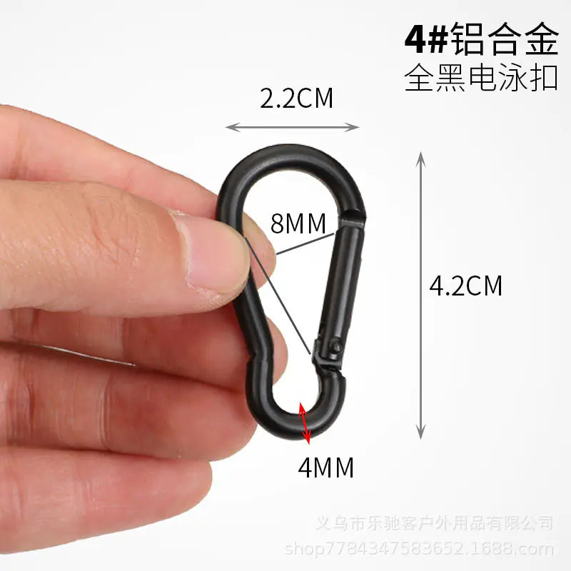 D-Shaped All-Black Aluminum Carabiner Keychain Accessory
