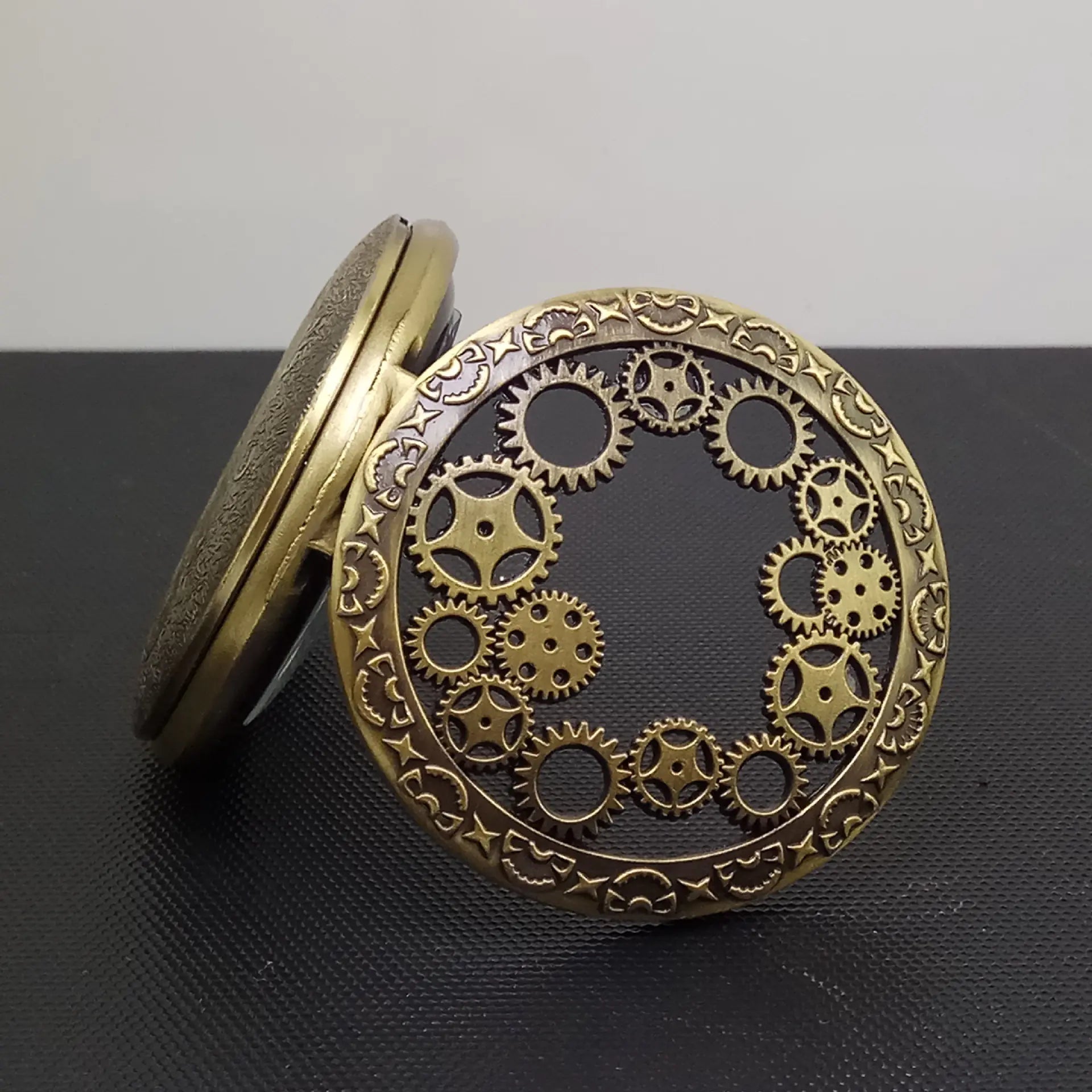 Vintage Pocket Watch with Hollow Gear Design