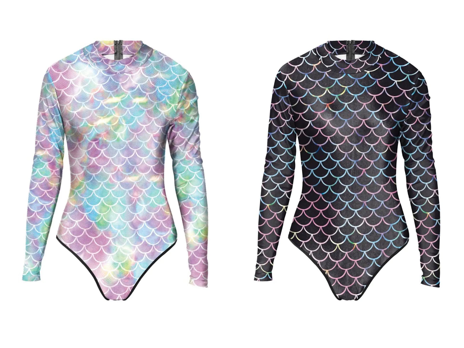Long Sleeve Mermaid Print Swimsuit & Yoga Outfit