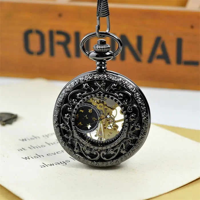 Mechanical Pocket Watch with Floral Design (Couple's)