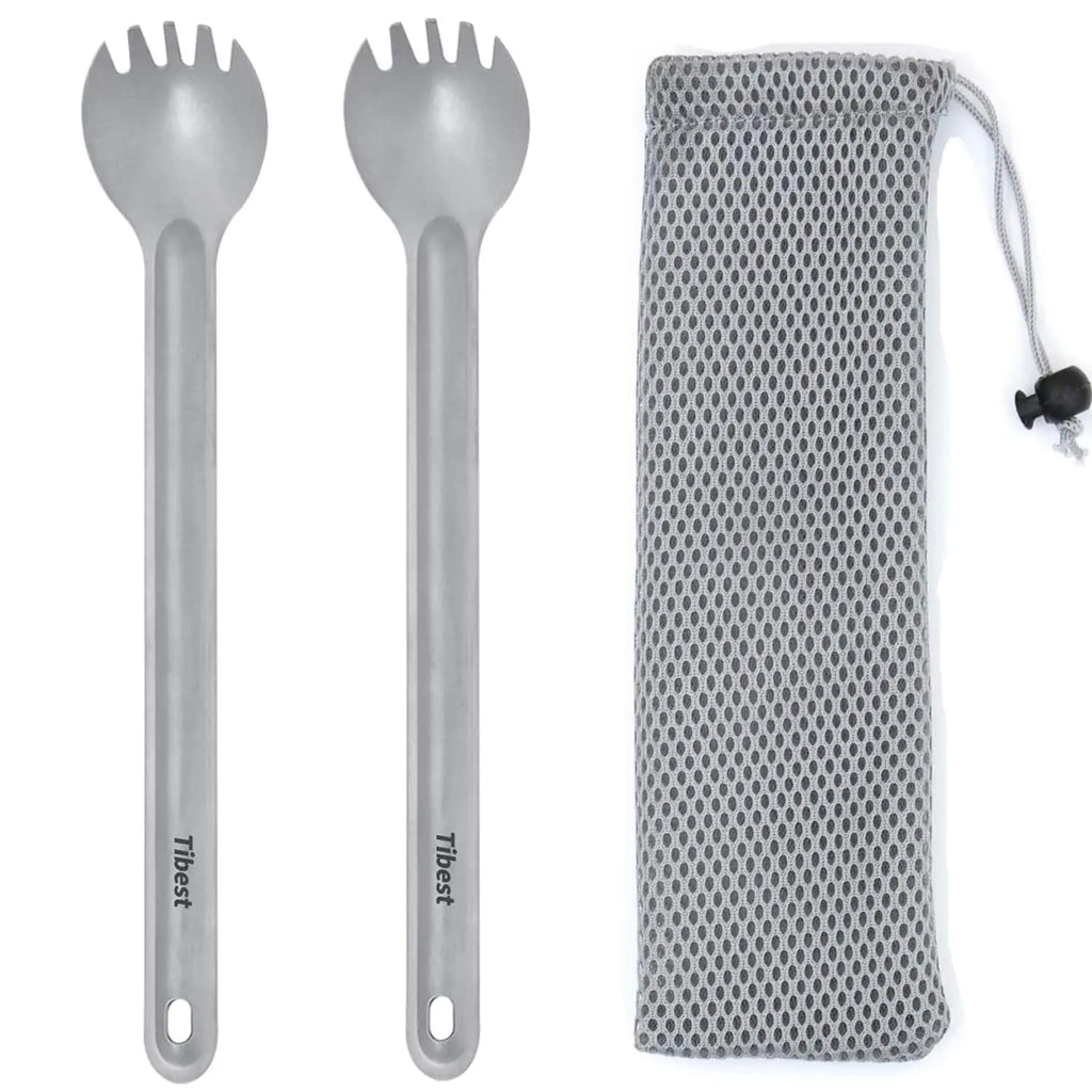 Tibest Titanium Spork Long Handle 8.7" Camping Spork Backpacking Spoon Ultra Lightweight Camping Utensil for Backpacking Camping Hiking Travel