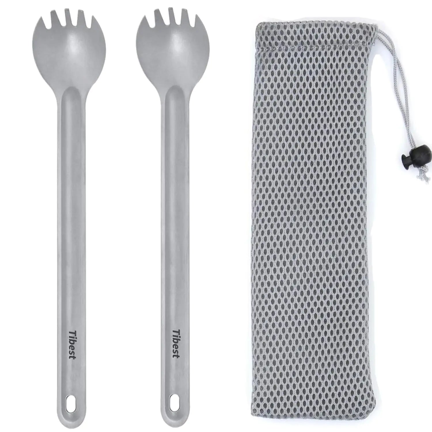 Tibest Titanium Spork Long Handle 8.7" Camping Spork Backpacking Spoon Ultra Lightweight Camping Utensil for Backpacking Camping Hiking Travel