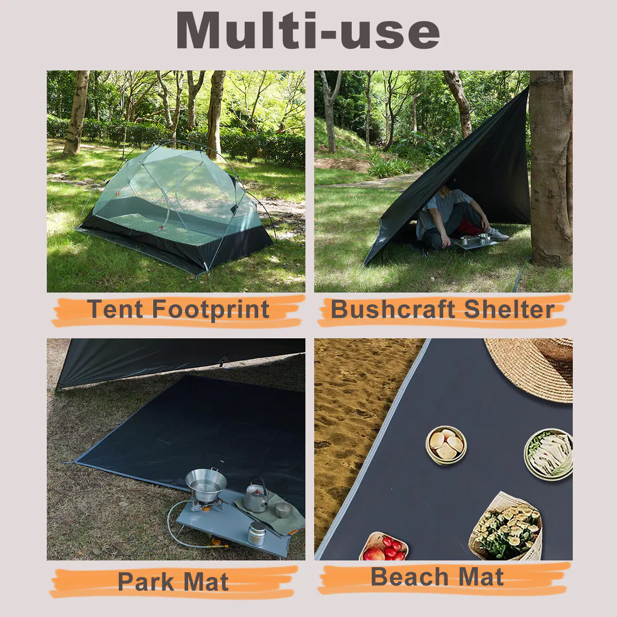 Outdoor Waterproof Ground Mat with Stakes for Camping