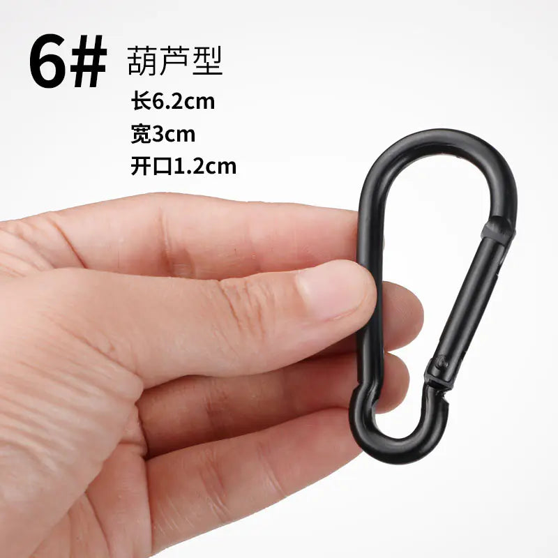 D-Shaped All-Black Aluminum Carabiner Keychain Accessory