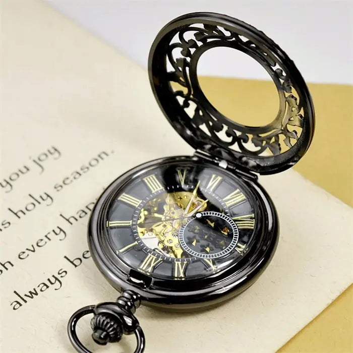 Mechanical Pocket Watch with Floral Design (Couple's)