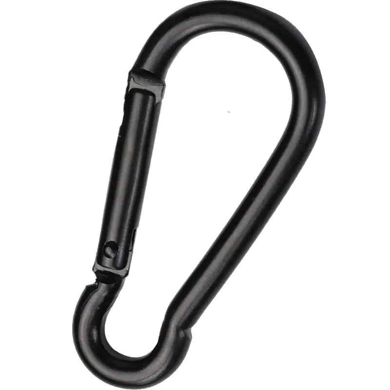D-Shaped All-Black Aluminum Carabiner Keychain Accessory