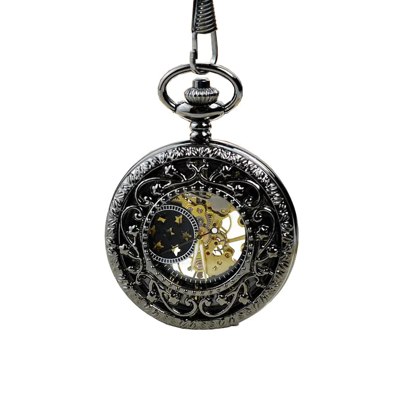 Mechanical Pocket Watch with Floral Design (Couple's)
