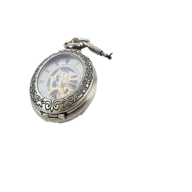 Vintage Mechanical Pocket Watch with Skeleton Design