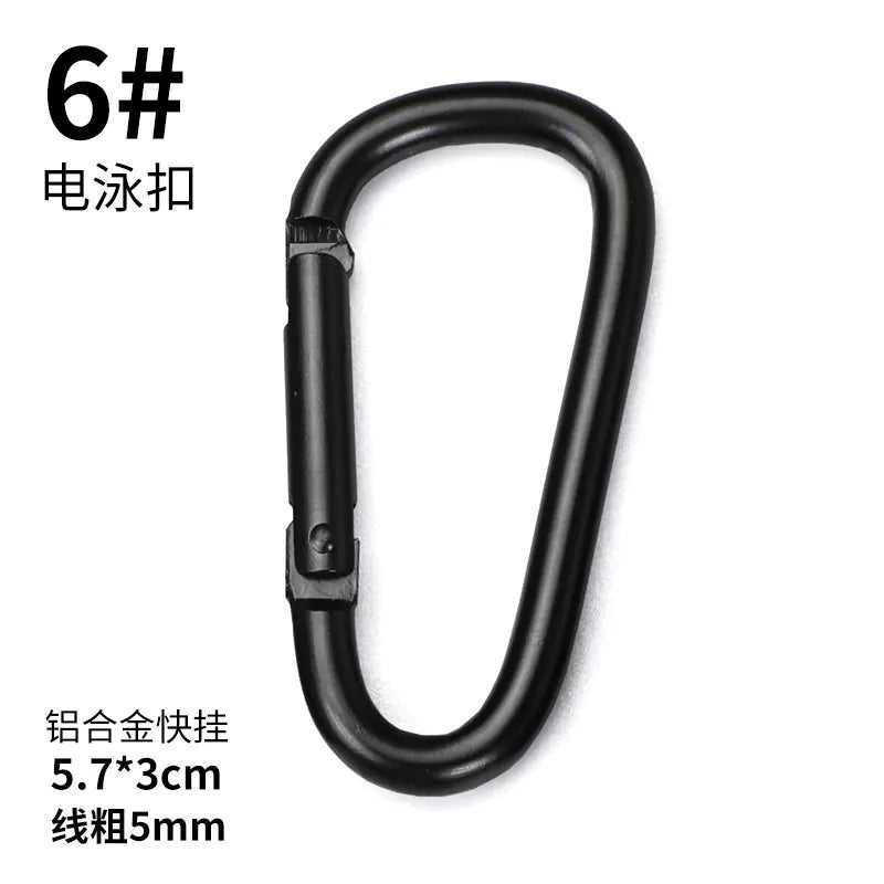 D-Shaped All-Black Aluminum Carabiner Keychain Accessory