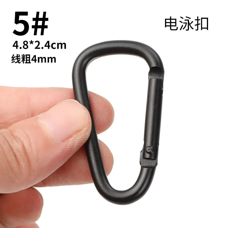 D-Shaped All-Black Aluminum Carabiner Keychain Accessory