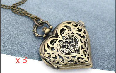 Heart-Shaped Pocket Watch Necklace Pendant