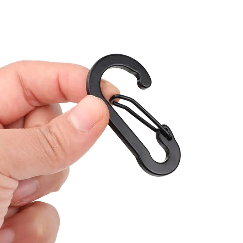 D-Shaped All-Black Aluminum Carabiner Keychain Accessory