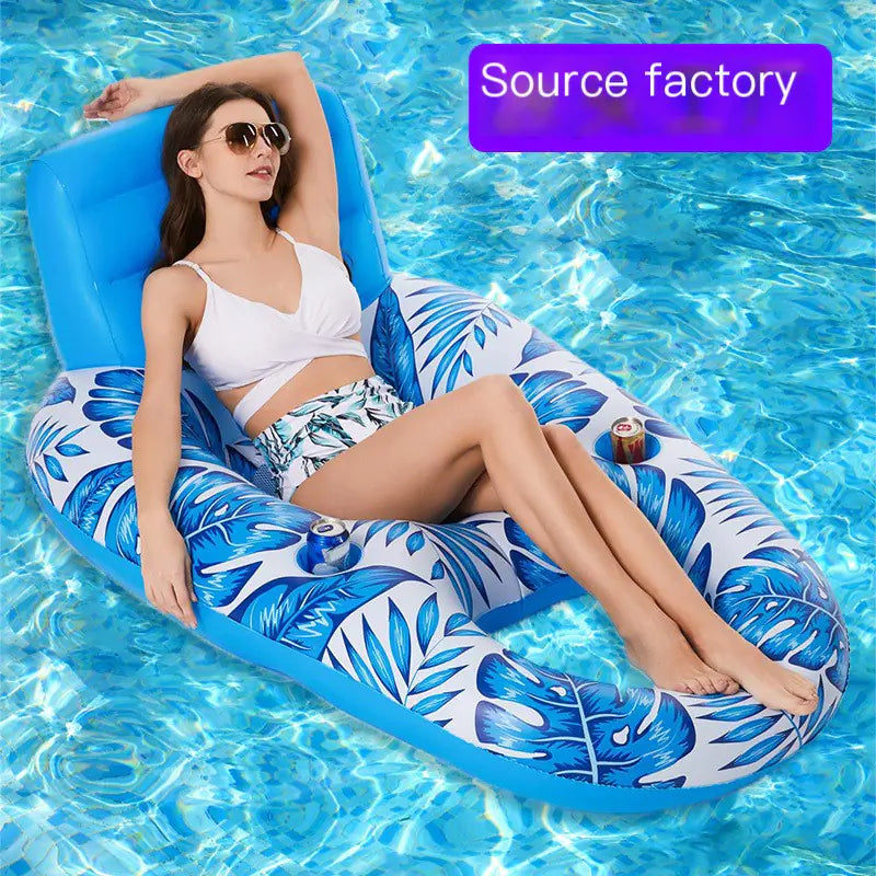 New Inflatable Leaf Lounge Float with Cup Holder