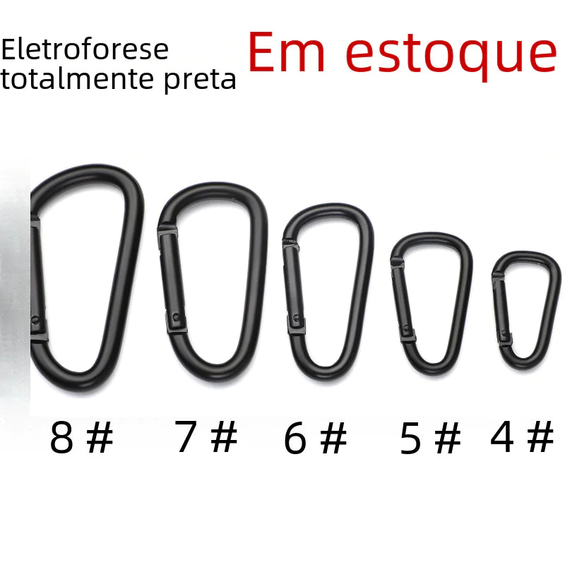 D-Shaped All-Black Aluminum Carabiner Keychain Accessory