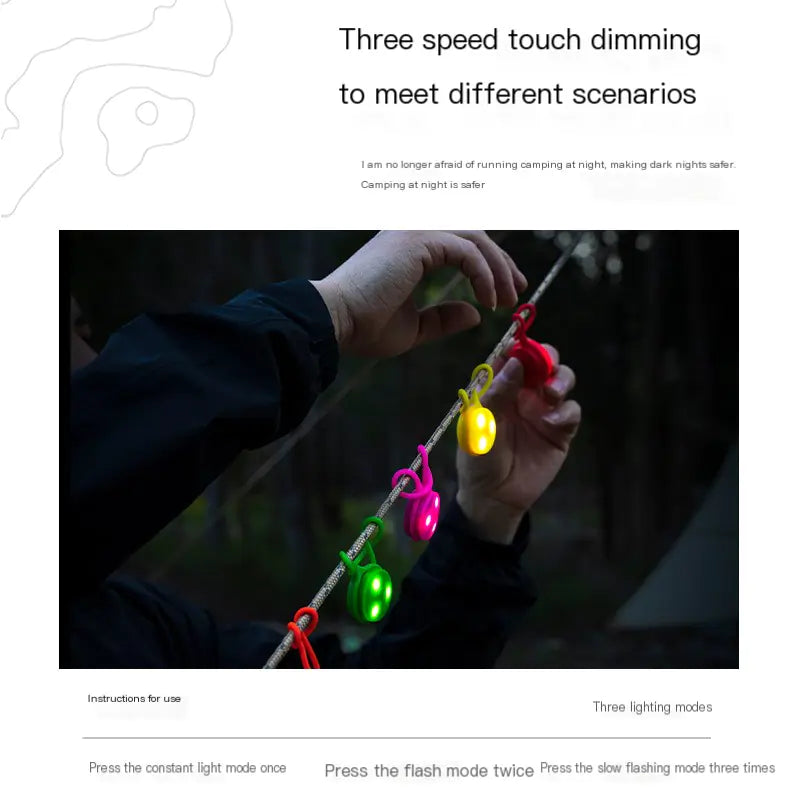 Outdoor LED Camping Light with Silicone Tarp Rope