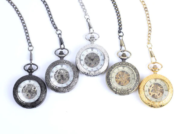 Vintage Mechanical Pocket Watch with Skeleton Design