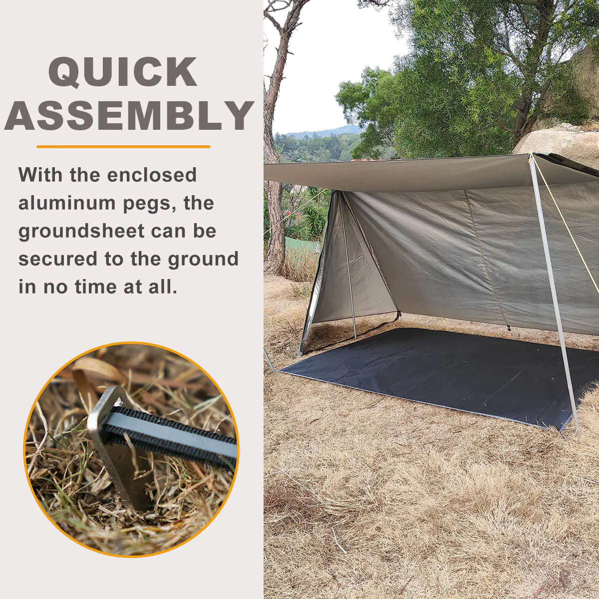 Outdoor Waterproof Ground Mat with Stakes for Camping
