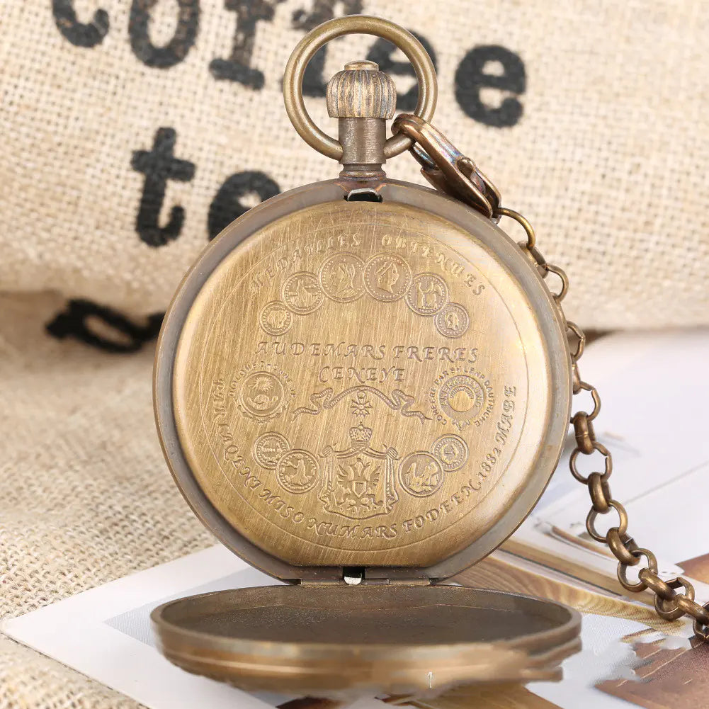 Antique Mechanical Pocket Watch with Engraved Flowers