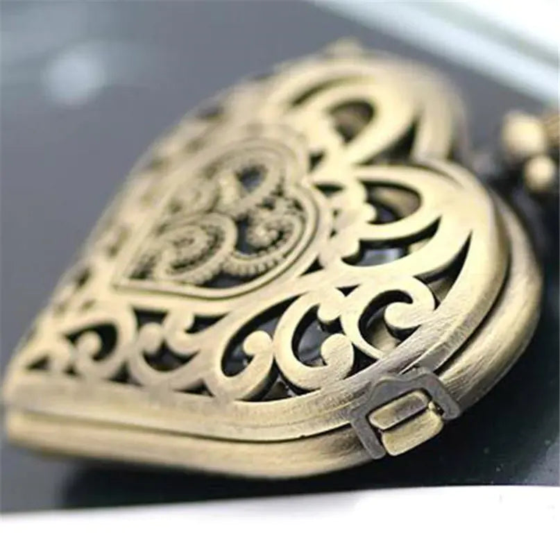 Heart-Shaped Pocket Watch Necklace Pendant