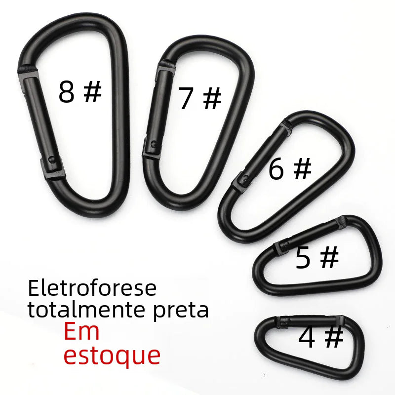 D-Shaped All-Black Aluminum Carabiner Keychain Accessory