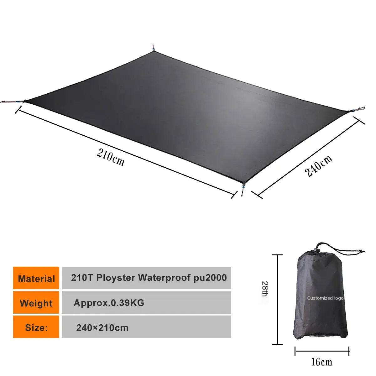 Outdoor Waterproof Ground Mat with Stakes for Camping