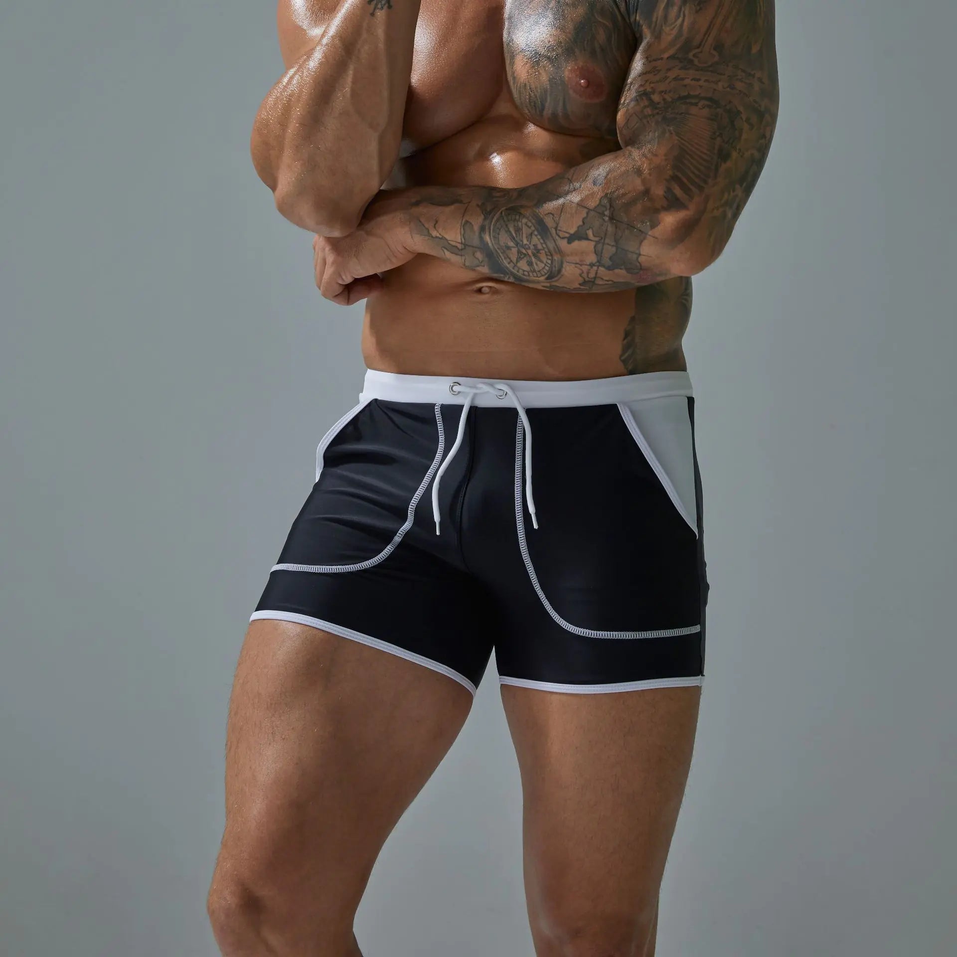 Men's Stylish Quick-Dry Nylon Swimming Shorts with Pockets