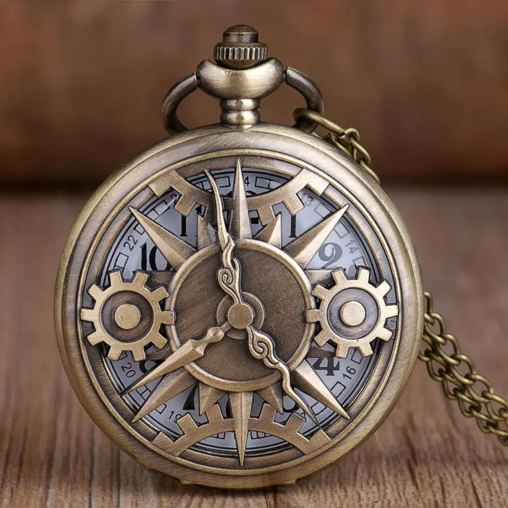 Steampunk Hollow Gear Quartz Pocket Watch Necklace