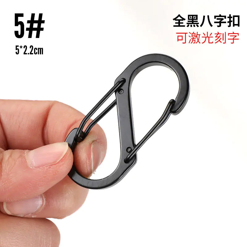 D-Shaped All-Black Aluminum Carabiner Keychain Accessory