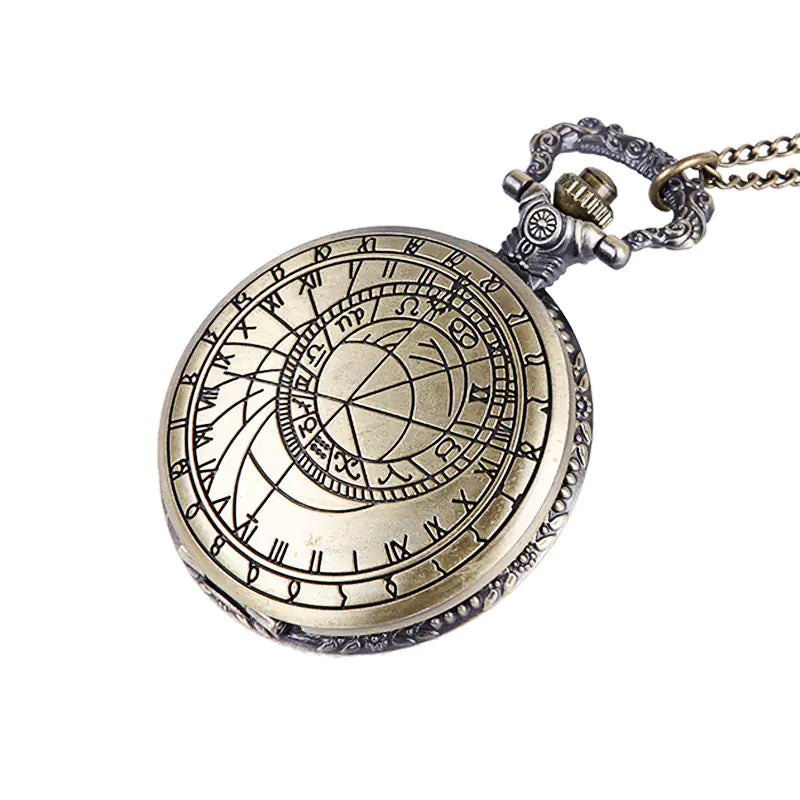 Large Vintage Carved Roman Compass Pocket Watch