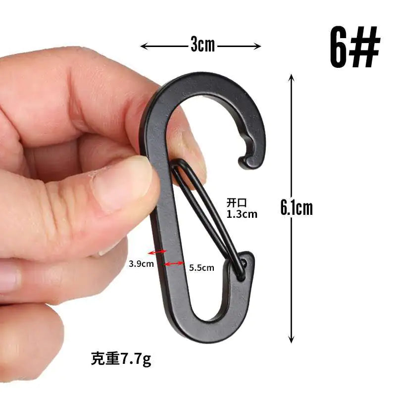 D-Shaped All-Black Aluminum Carabiner Keychain Accessory