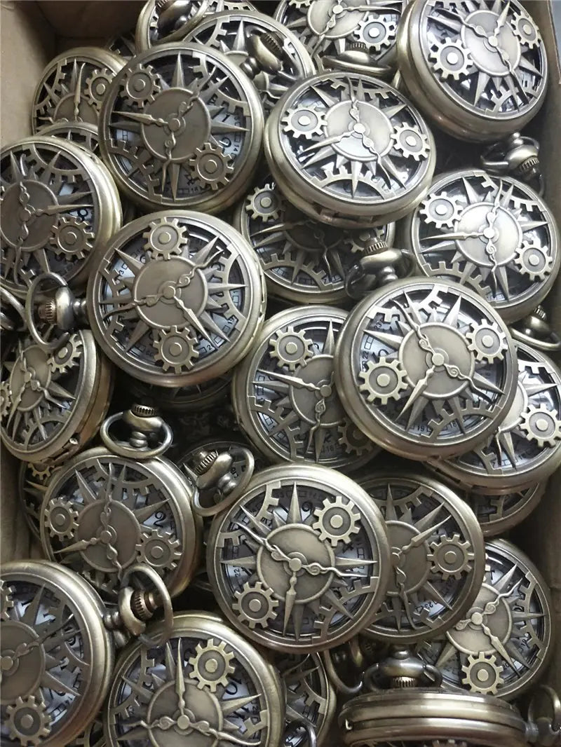 Steampunk Hollow Gear Quartz Pocket Watch Necklace