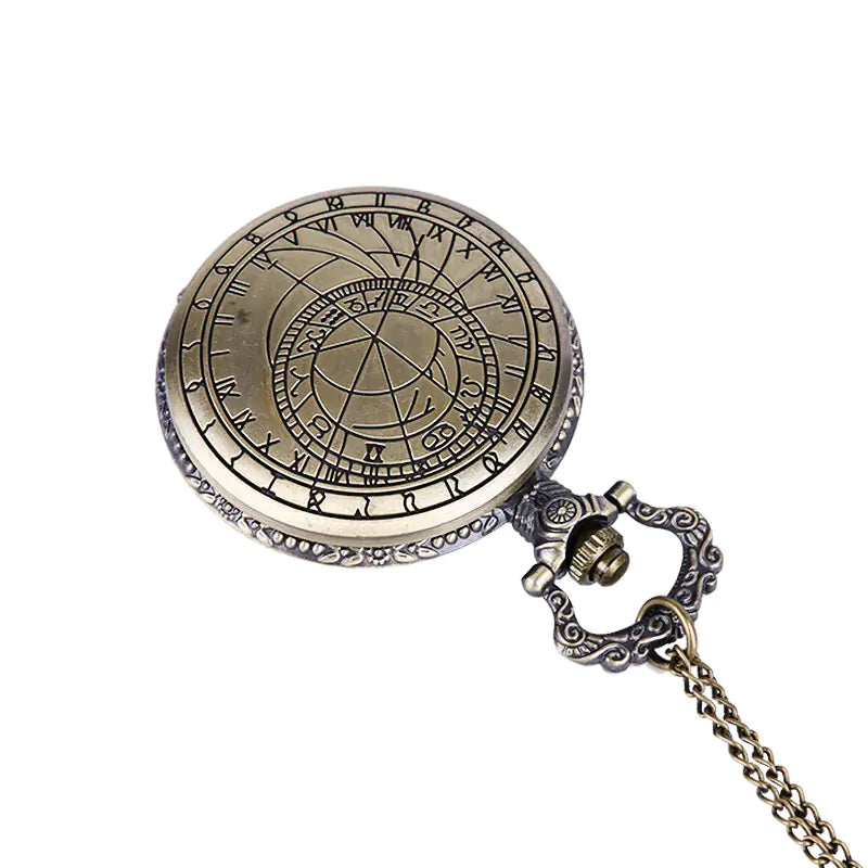 Large Vintage Carved Roman Compass Pocket Watch