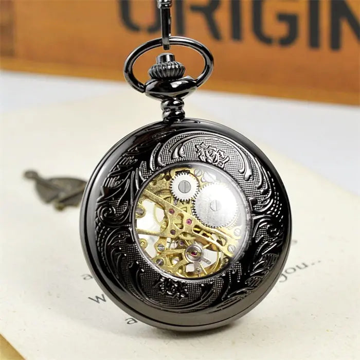 Mechanical Pocket Watch with Floral Design (Couple's)