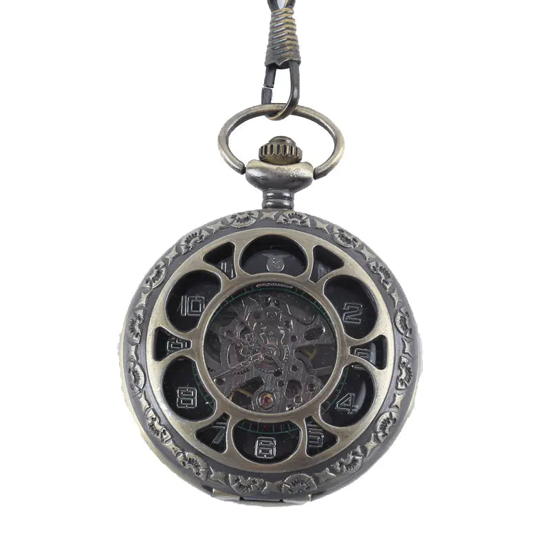 Vintage Floral Mechanical Pocket Watch for Men