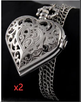 Heart-Shaped Pocket Watch Necklace Pendant