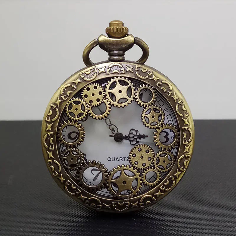 Vintage Pocket Watch with Hollow Gear Design