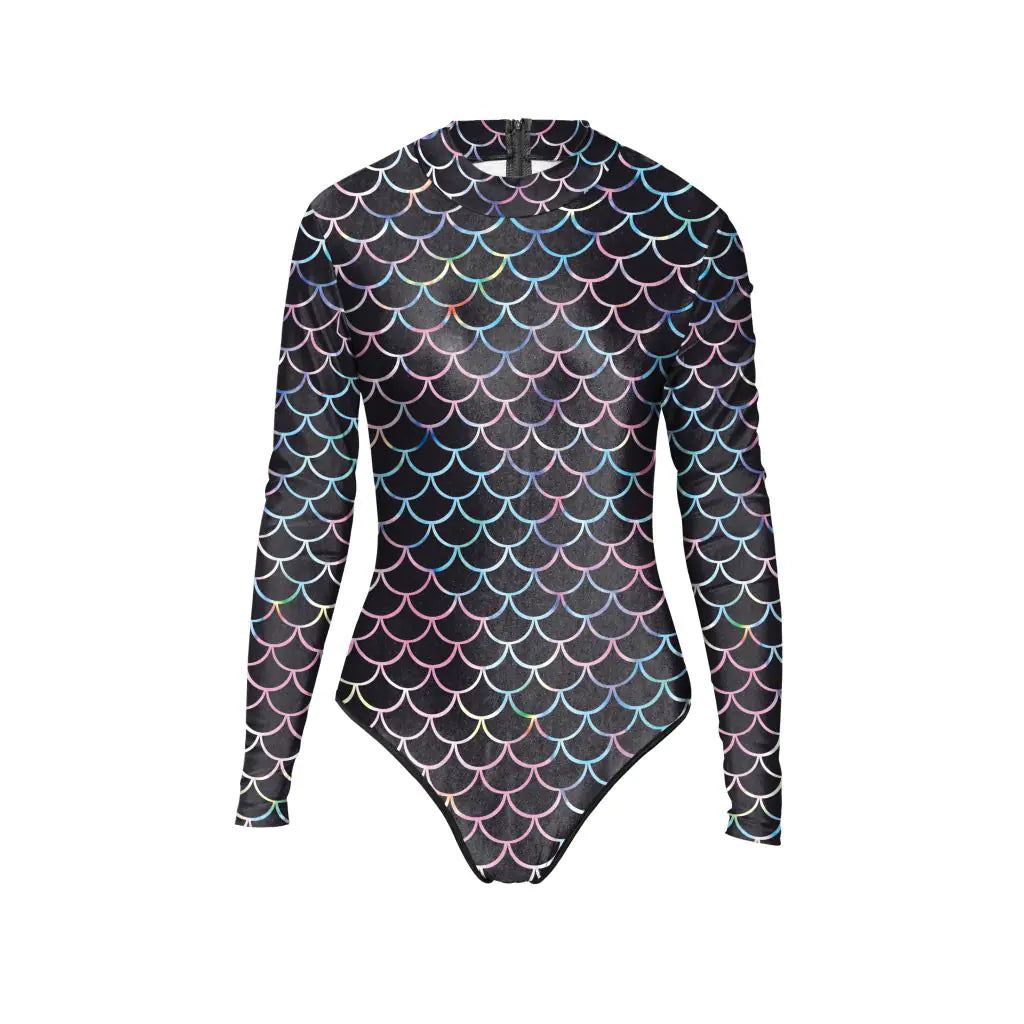 Long Sleeve Mermaid Print Swimsuit & Yoga Outfit