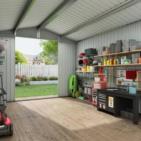 Outdoor Sheds 6FT X 8FT   Outdoor Storage Clearance, Metal Anti-Corrosion Utility Tool House With Lockable Door   Shutter Vents, Waterproof Storage Garden Shed For Lawn Patio